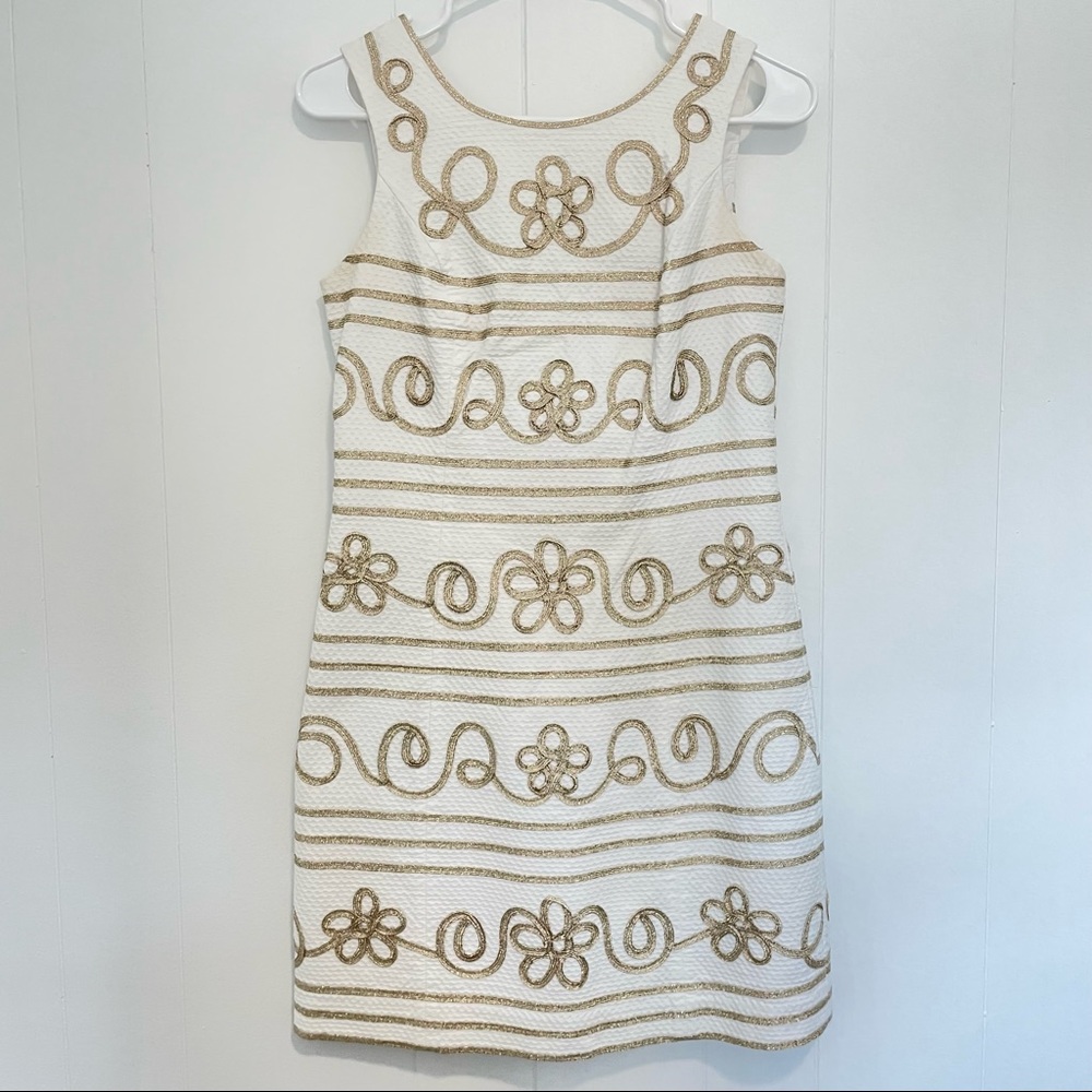 Lilly Pulitzer White Gold Sleeveless Dress size 2